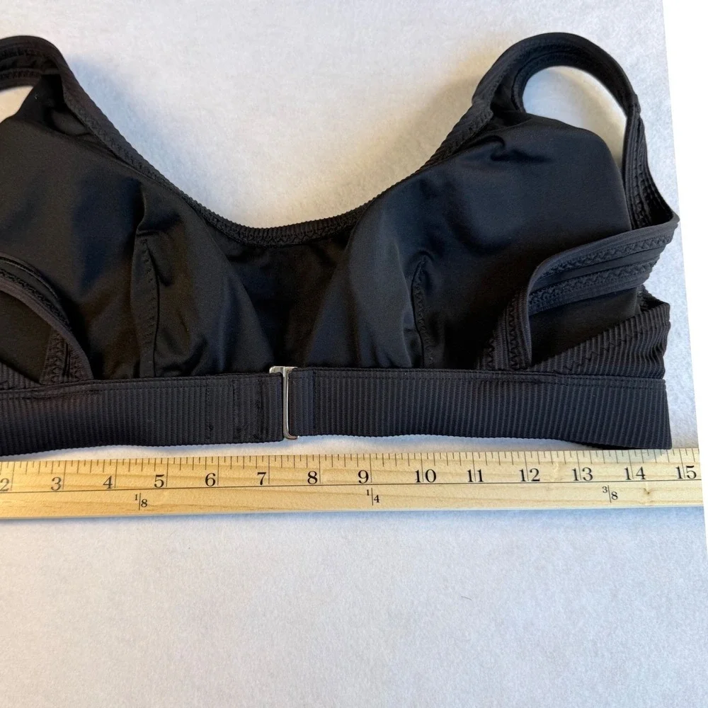 Fabletics Black Ribbed‎ Textured Sports Bra Bikini Top Swim Top XXL